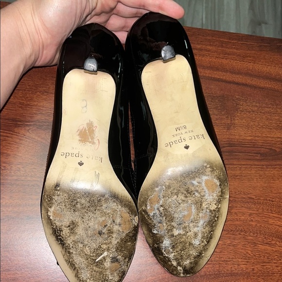 Kate Spade Patented Leather Black 3 Inch Heel with Bow and Cut Out Detailing - Picture 9 of 9